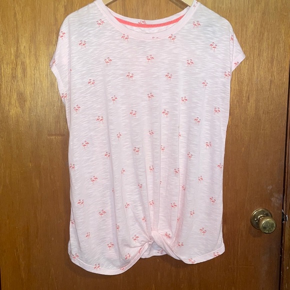 •CROFT & BARROW•LIGHT PINK WOMENS SHORT SLEEVE FLAMINGO 🦩 T-SHIRT SIZE LARGE - Picture 4 of 5